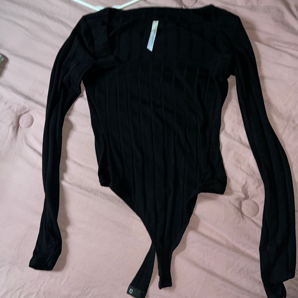 Free People Ribbed Square Neck Bodysuit